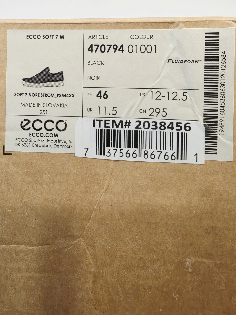 Ecco Soft 7 Mens Black Leather Low-Top Sneakers Size EU 46 / US 12-12.5